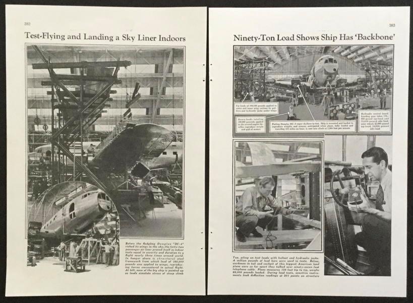 Douglas DC-4 1938 pictorial “Test Flying and Landing of a Skyliner Indoors”