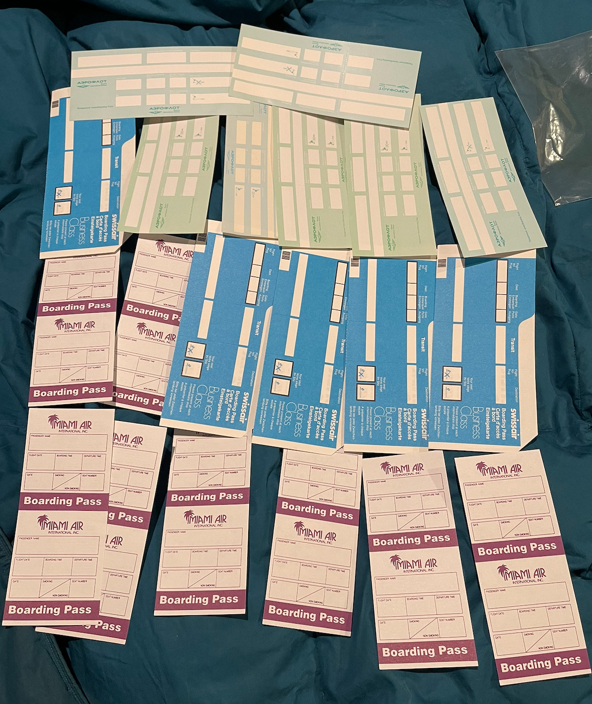 Lot 20 vintage Aeroflot Miami Air ticket Boarding Passes Commercial aviation