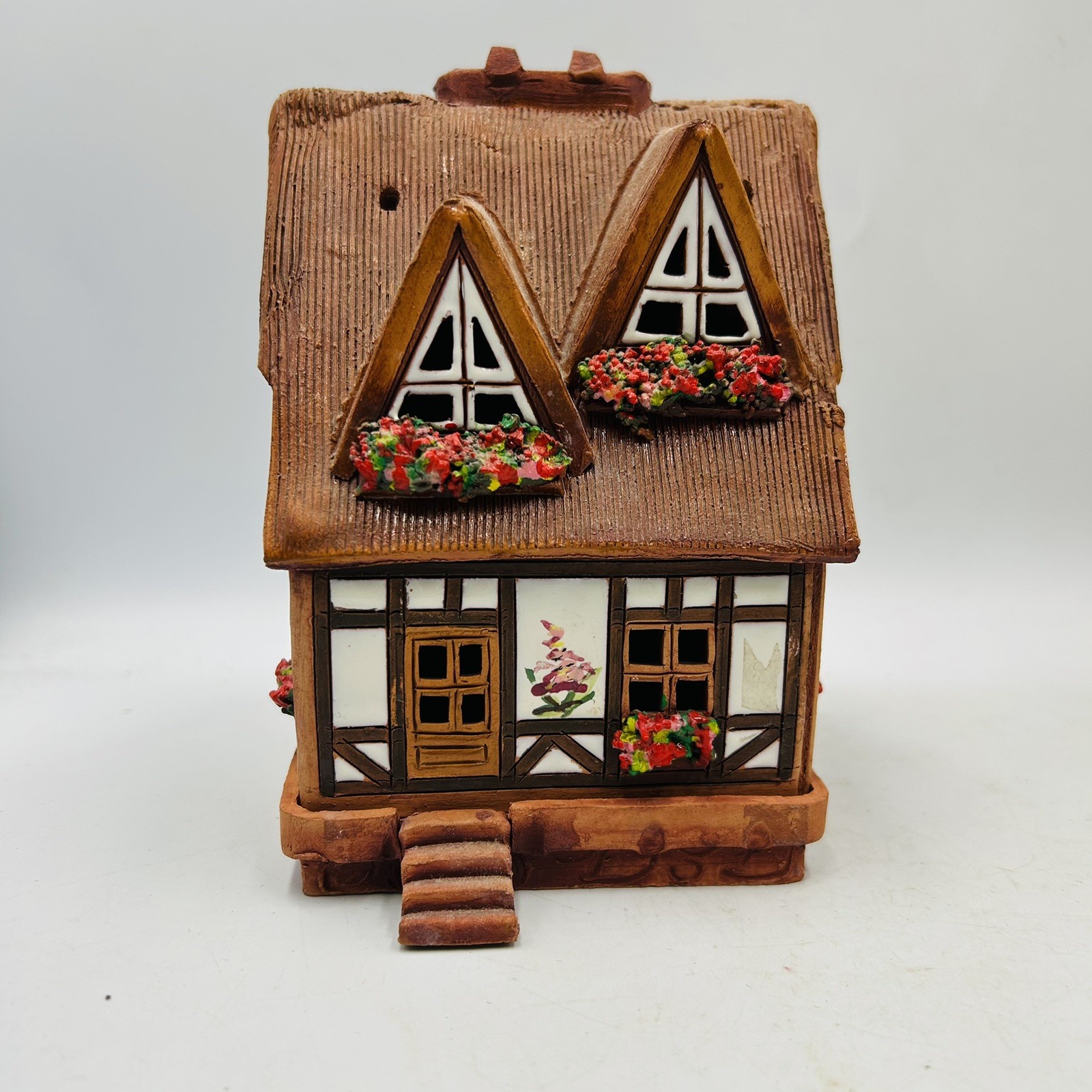Maribor Kunstgewerbe Lithuanian Clay Cottage Incense Burner Tea Light  Vintage