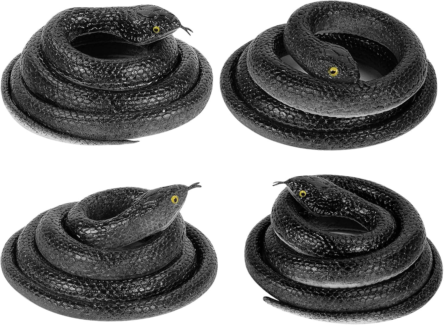 Realistic Rubber Snake, 4 Pieces Fake Snake Black Mamba Snakes Realistic Rubber Snake, 4 Pieces Fake Snake Black Mamba Snakes