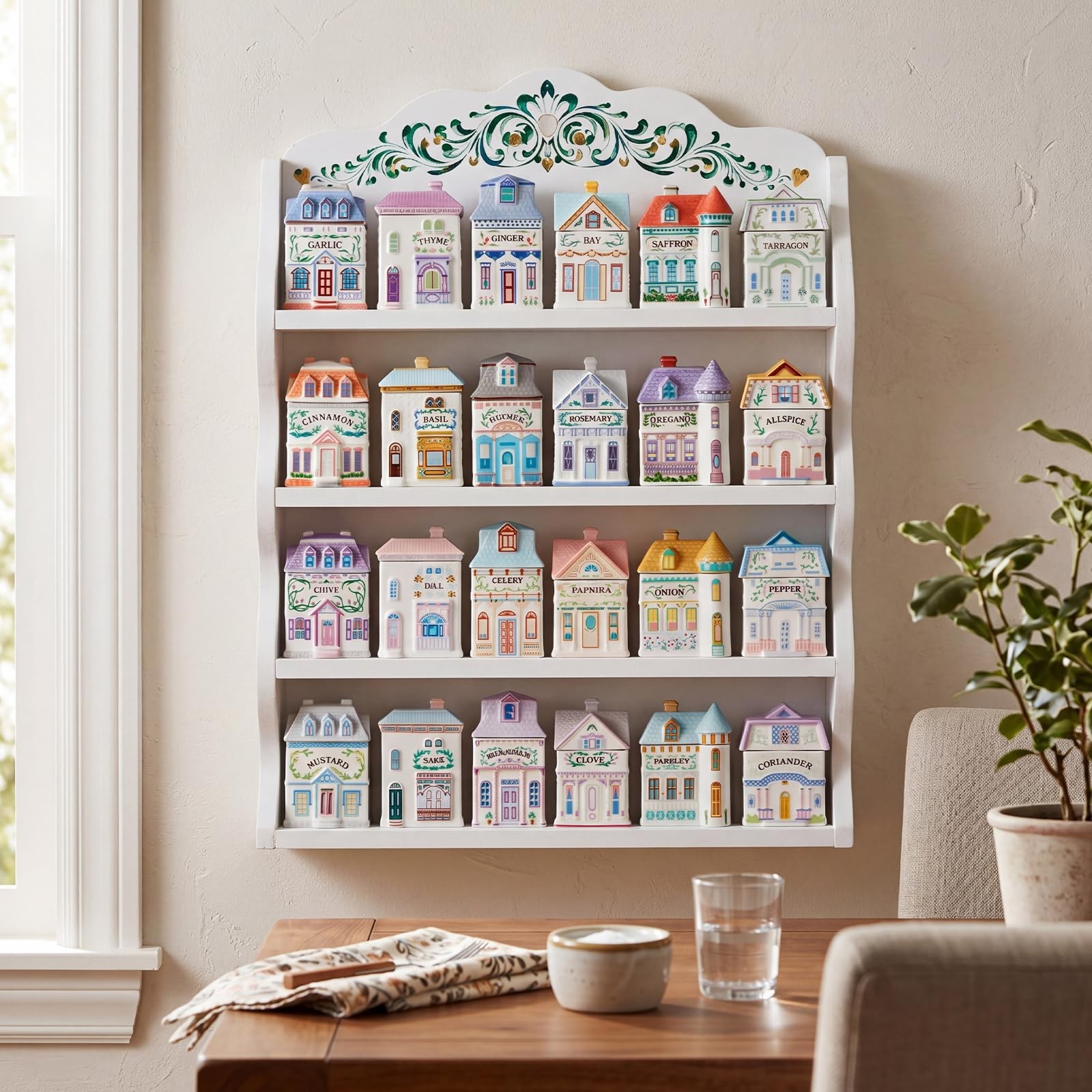 Leinuosen Vintage Spice Jar Wooden Rack 20.47 x 14.57 x 3.15 inches, white Leinuosen Vintage Spice Jar Wooden Rack 20.47 x 14.57 x 3.15 inches, white