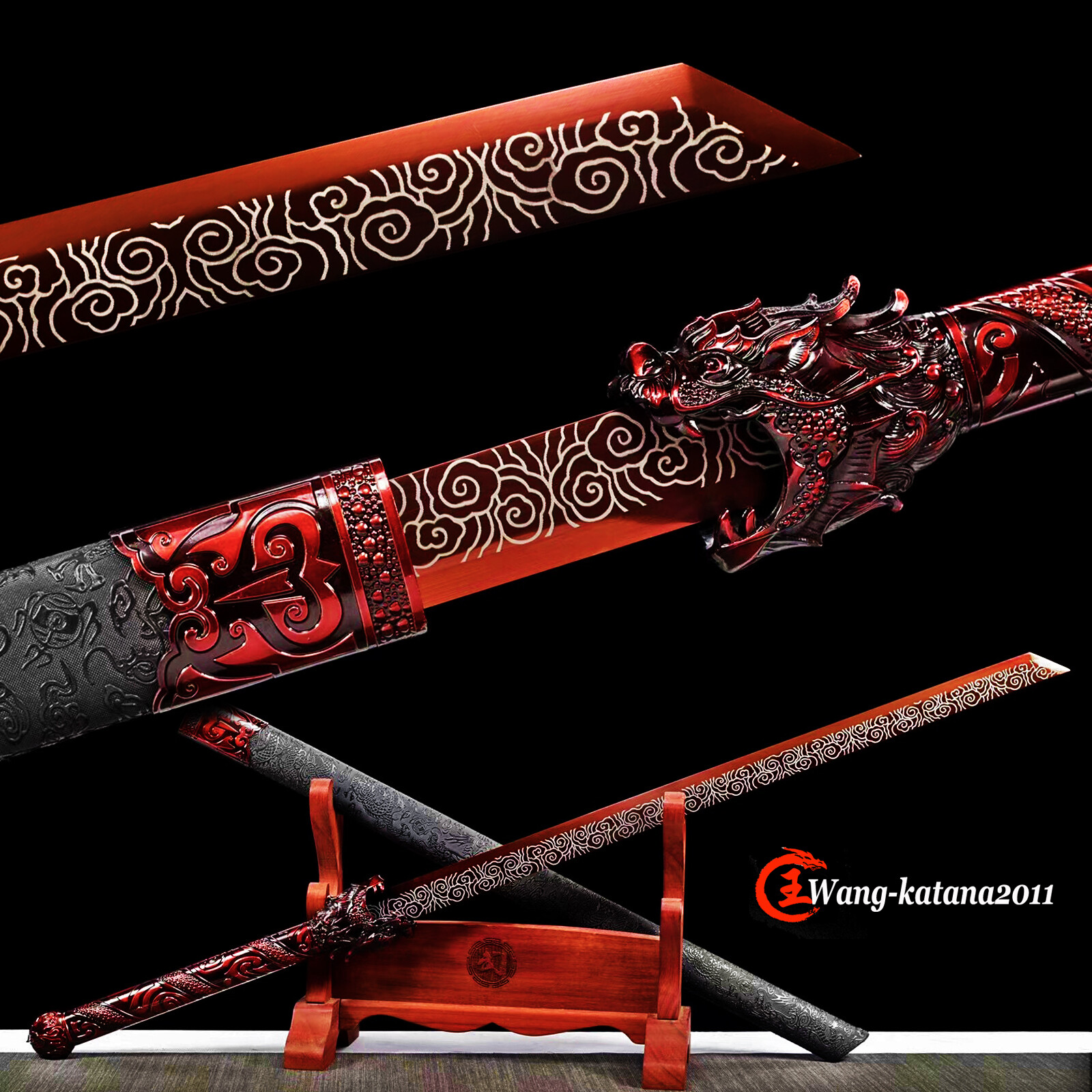 44''Red Dragon Functional Chinese Kungfu Practice Sword Sharp Tang Dao 1095Steel