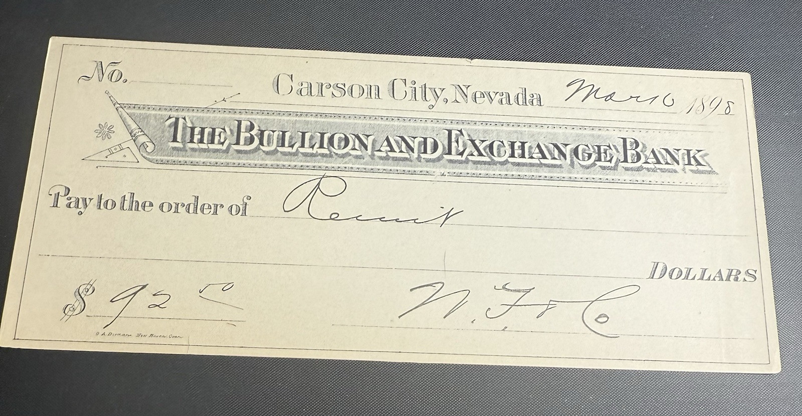 Antique 1898 The Bullion And Exchange Bank Cancelled Check Carson City Rare Antique 1898 The Bullion And Exchange Bank Cancelled Check Carson City Rare