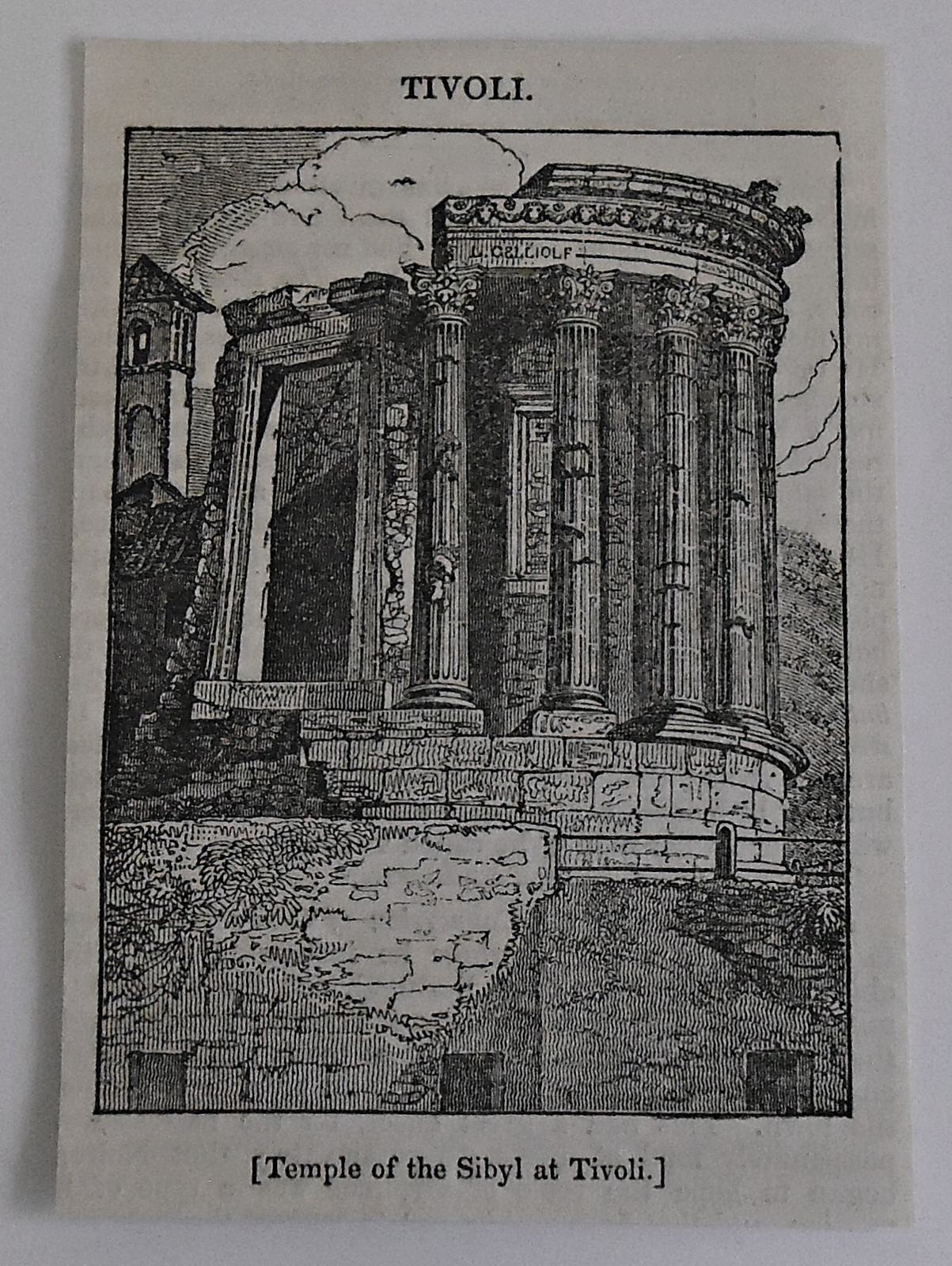 small 1832 magazine engraving ~ TEMPLE OF THE SIBYL AT TIVOLI, Poland