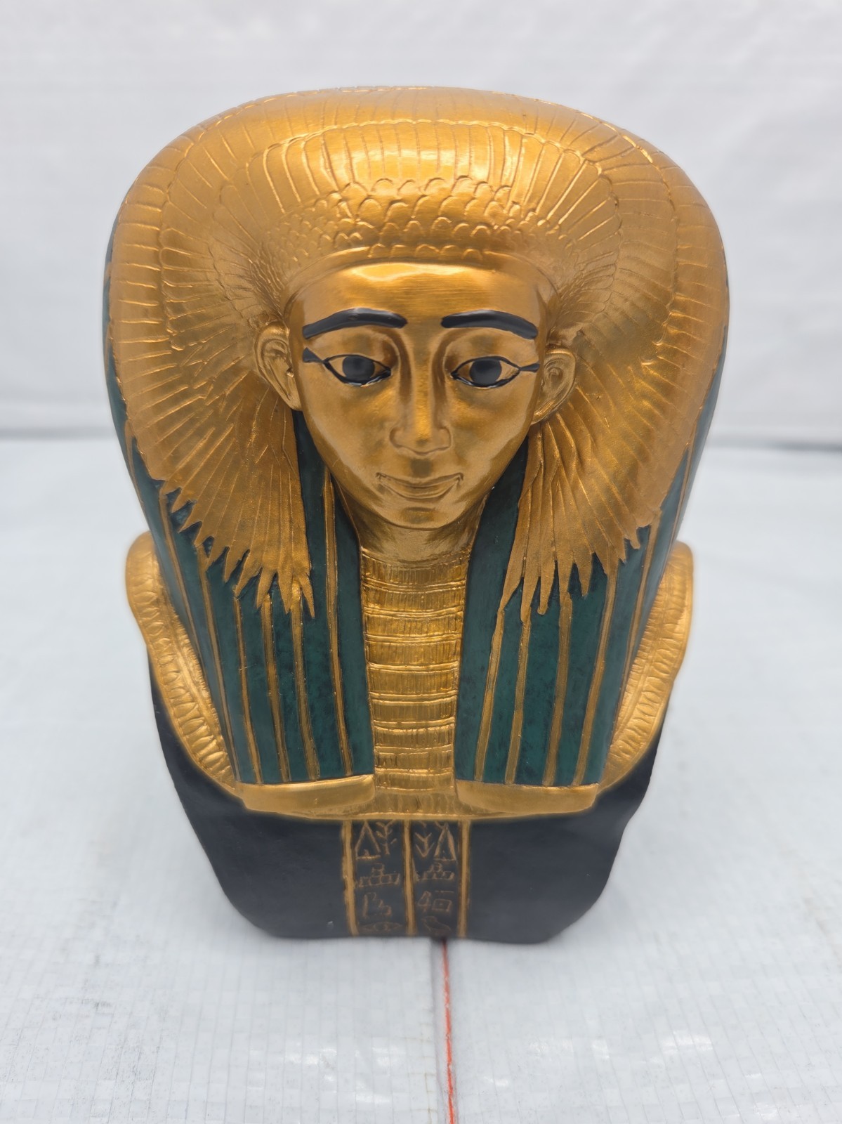 Egyptian Statue Mask Princess Sitdjehuti Teal Black & Gold Mini Egypt Vintage