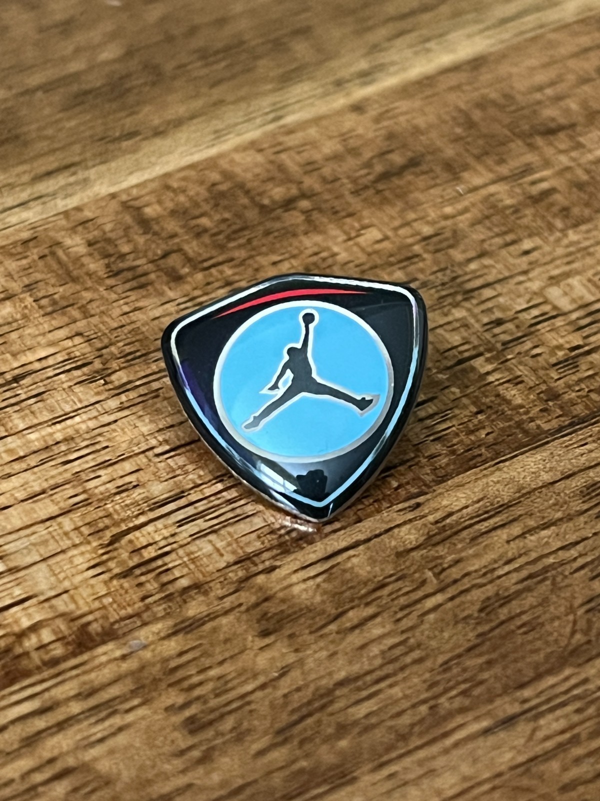 Vintage Nike Air Jordan Jumpman Blue Enamel Shield Lapel Hat Pin_Michael Jordan
