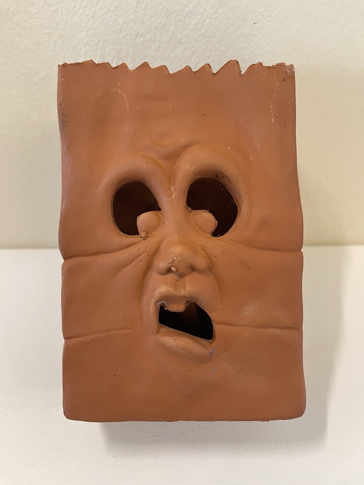 Vintage Scioto Terracotta Halloween Hag Bag Face Paper Bag Candle Jack O Lantern