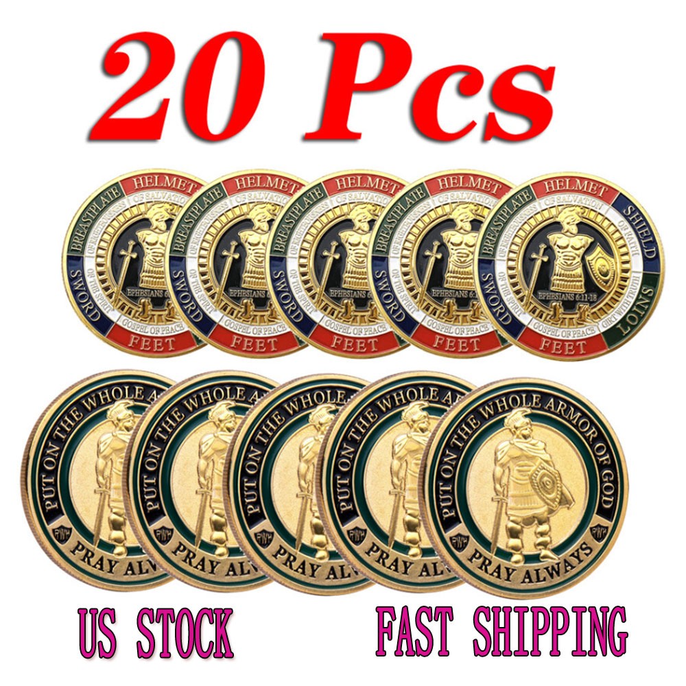 20 PCS Put On the Whole Armor Of God Collection Commemorative Challenge Coin US
