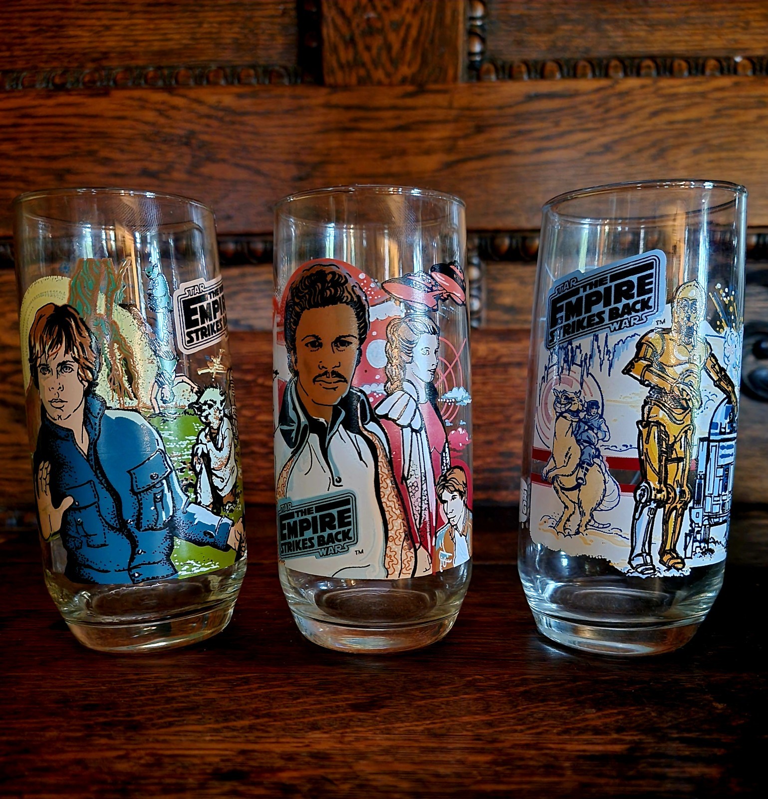 VTG 1980 Star Wars Empire Strikes Back Burger King Glass Tumbler Lot Set of 3