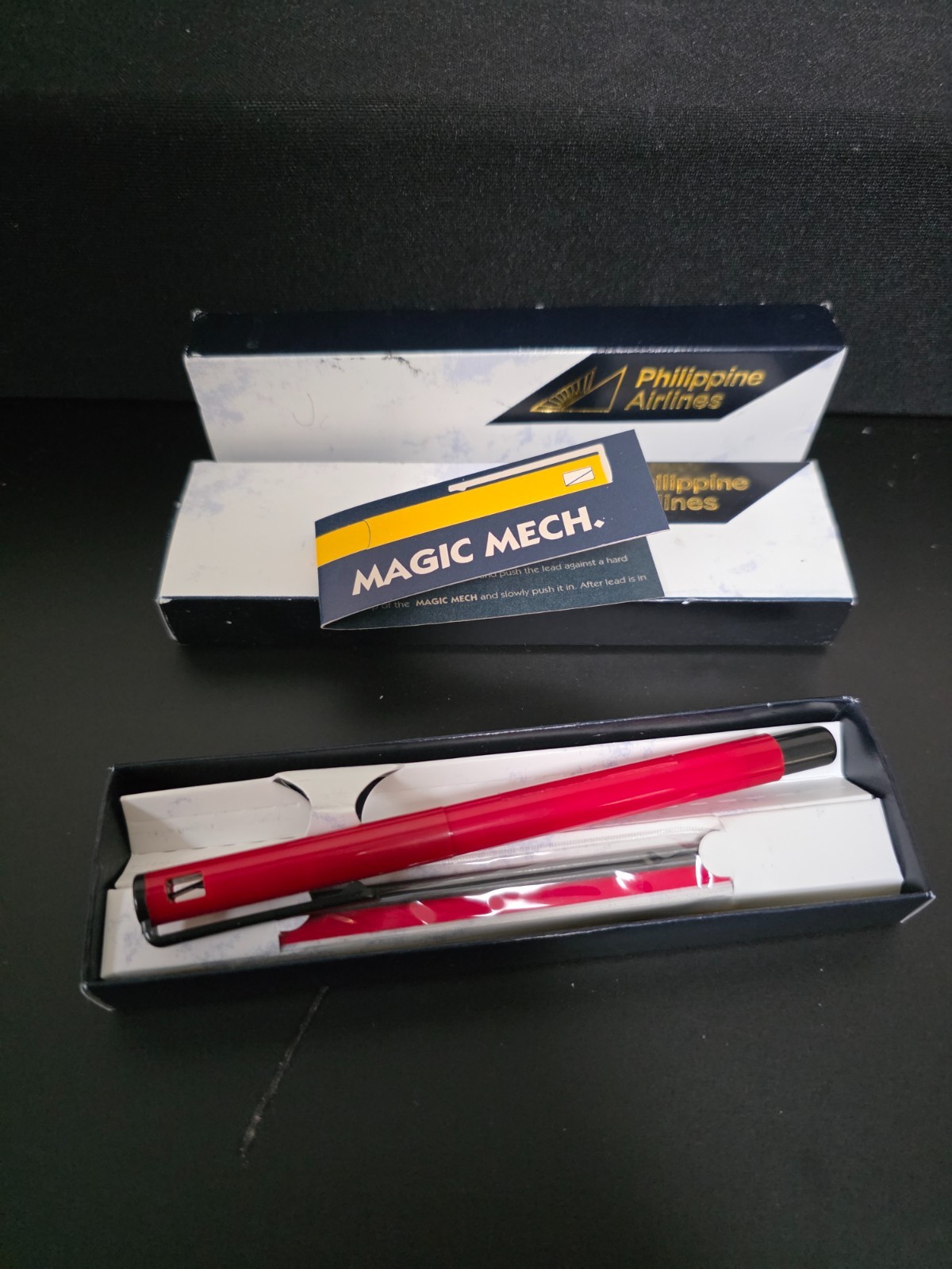 Vintage Philippine Airlines Magic Mech Mechanical Pencil Red Box Instructions UF