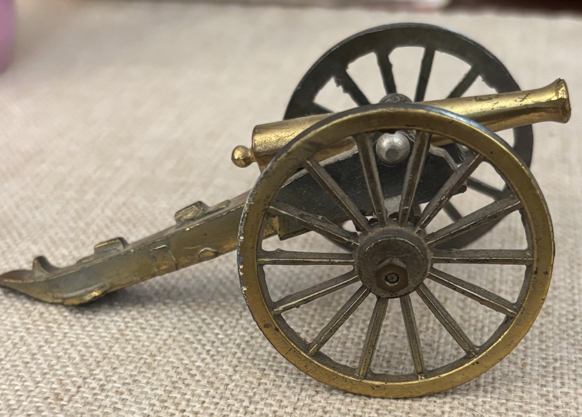 Vintage Miniature Civil War Style Brass Field Cannon Made in Japan 4.5