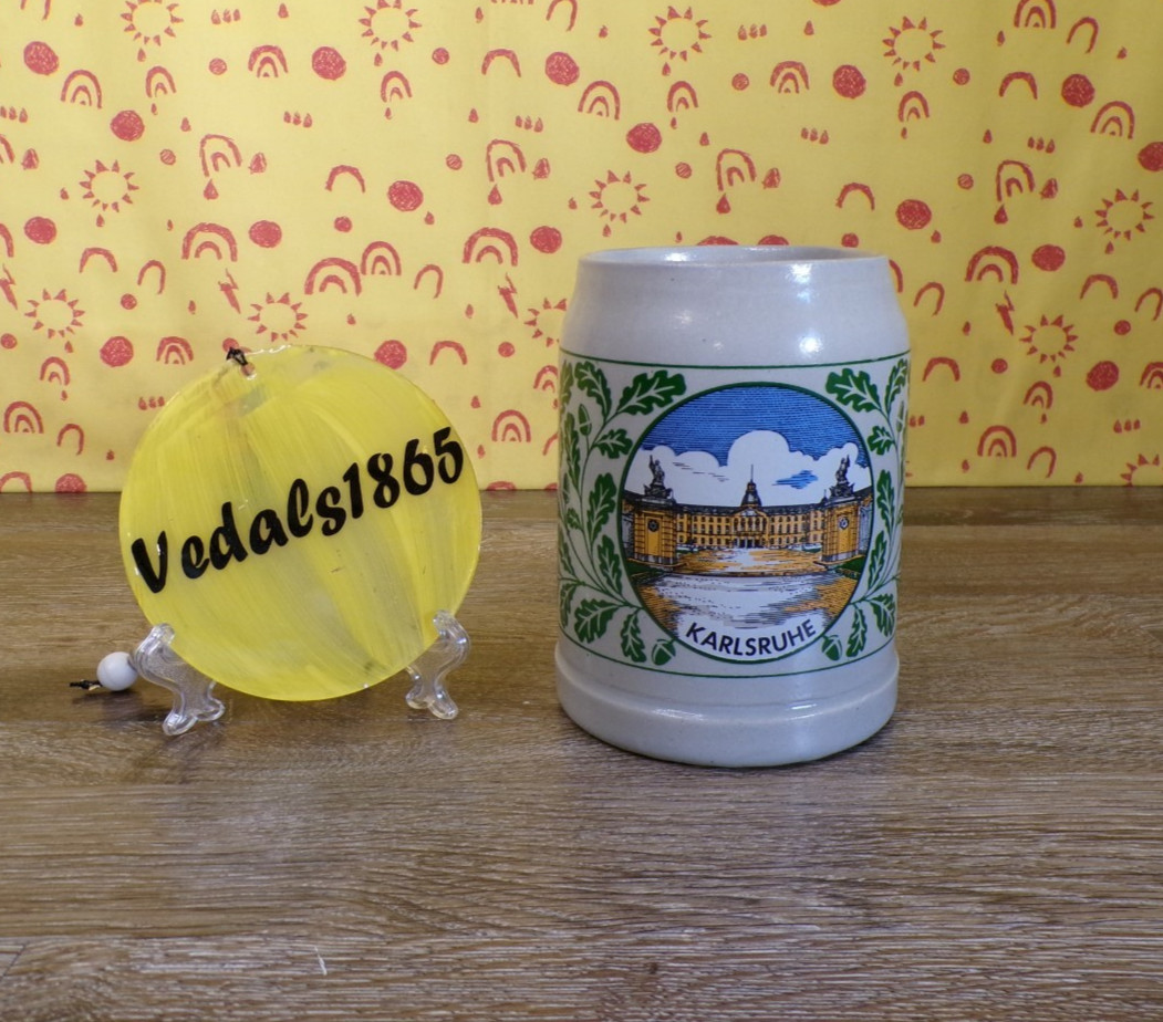 Vintage Karlsruhe German Beer Stein Mug 0.5L Vintage Karlsruhe German Beer Stein Mug 0.5L