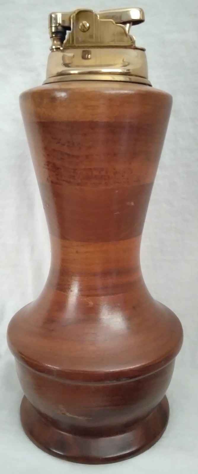 Vintage Unique Mid-Century Sculpted Teak Wood Table Lighter — 3