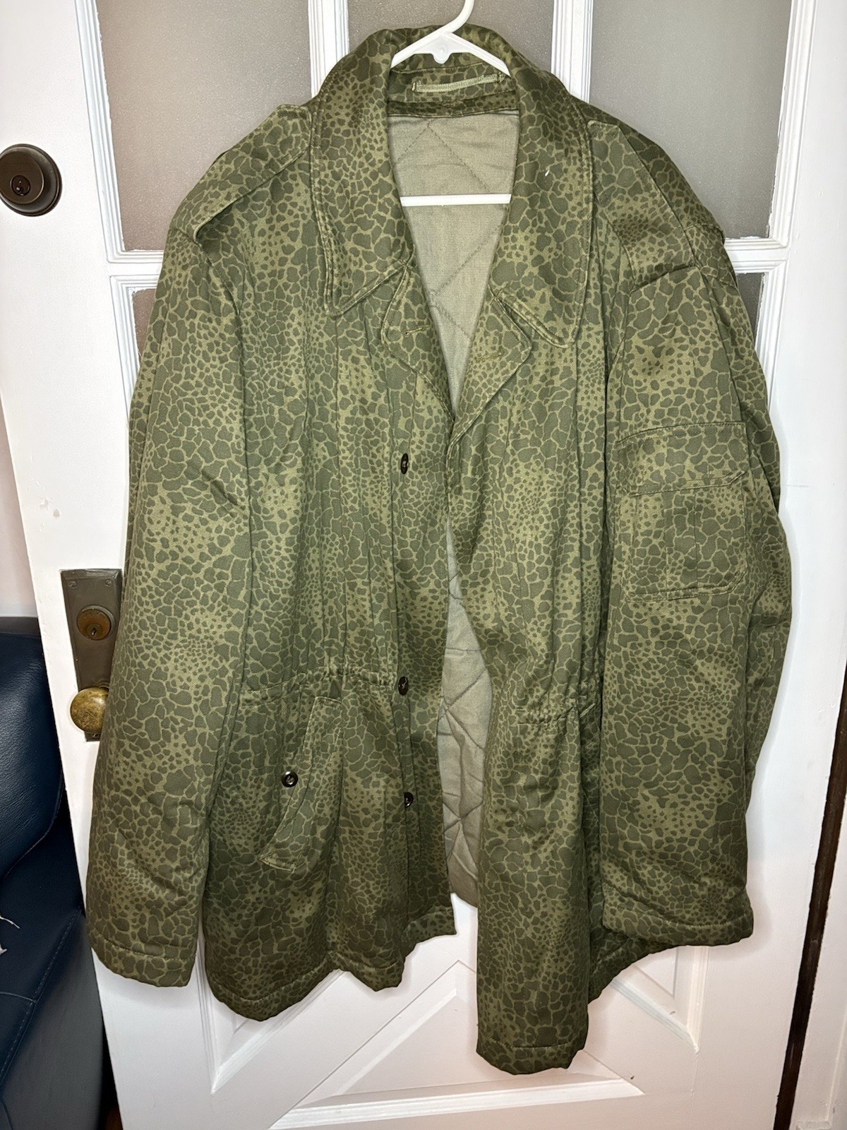 Vtg Polish Army Leopard Zaba Camo Field Jacket Parka Size XL Quilted Military