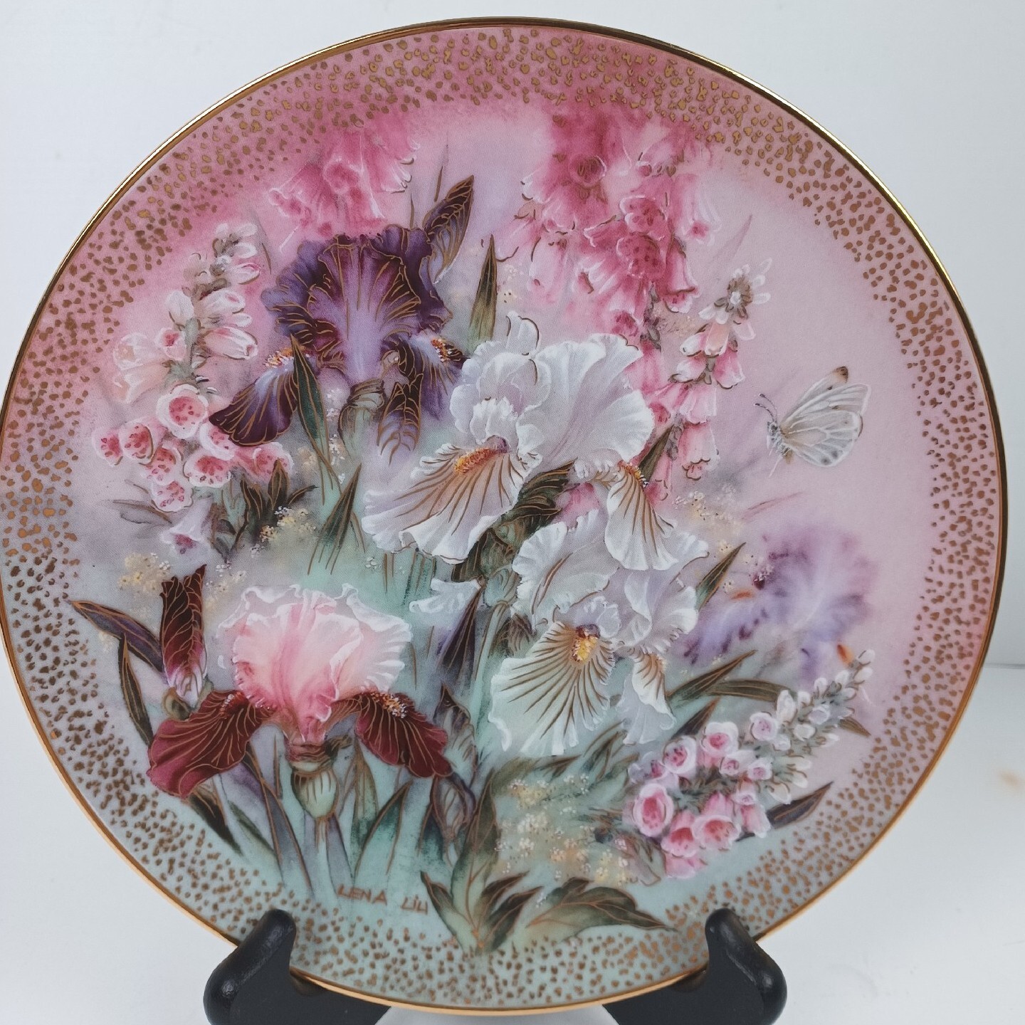Vintage 1991 Iris Quartet Plate #1 Symphony of Shimmering Beauty Lena Liu Floral Vintage 1991 Iris Quartet Plate #1 Symphony of Shimmering Beauty Lena Liu Floral