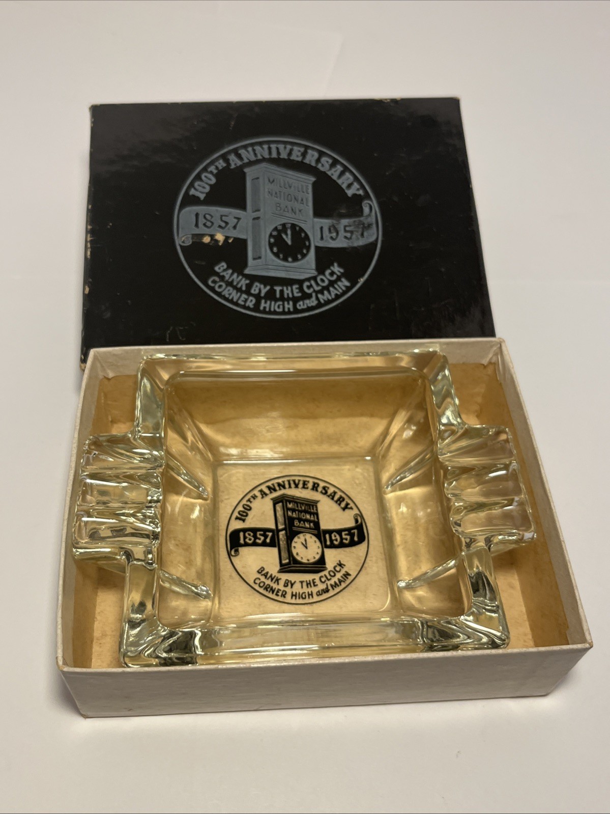 Vintage Marketing Ashtray Millville National Bank 1857-1957 Millville NJ NOS