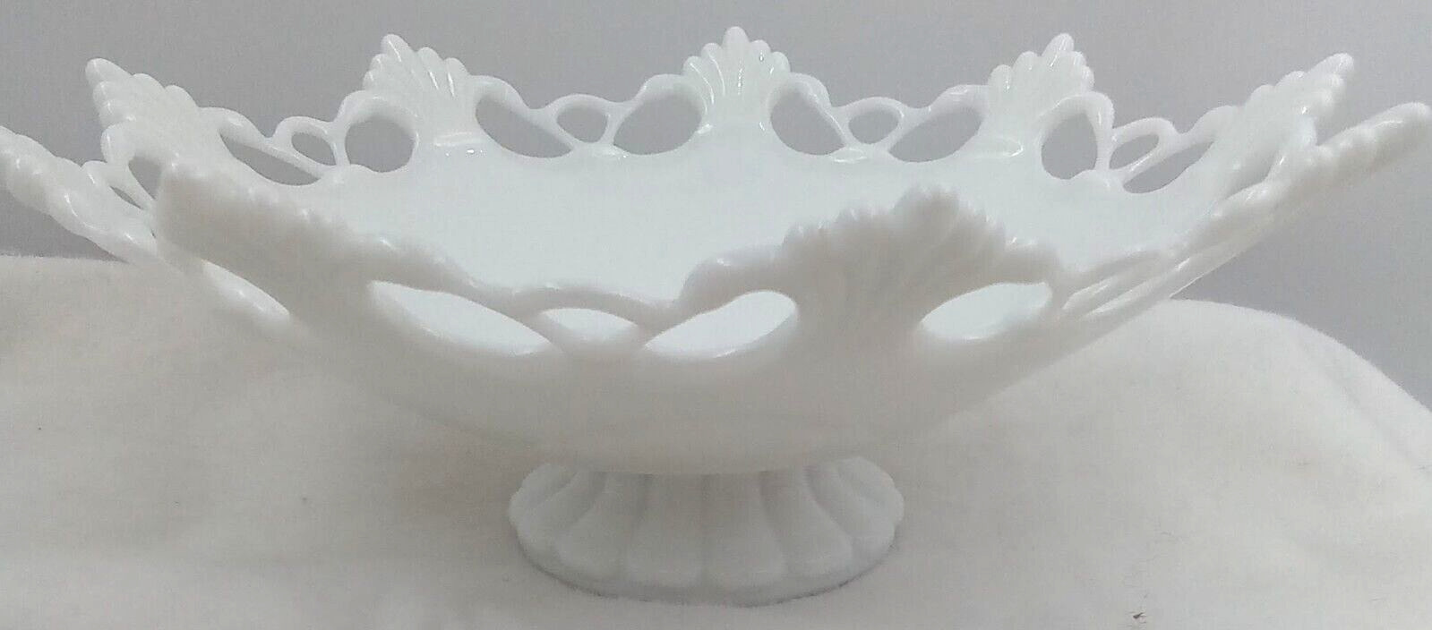 Westmoreland Milk Glass Bowl Pedestal Console Flared Ring and Petal Vintage USA