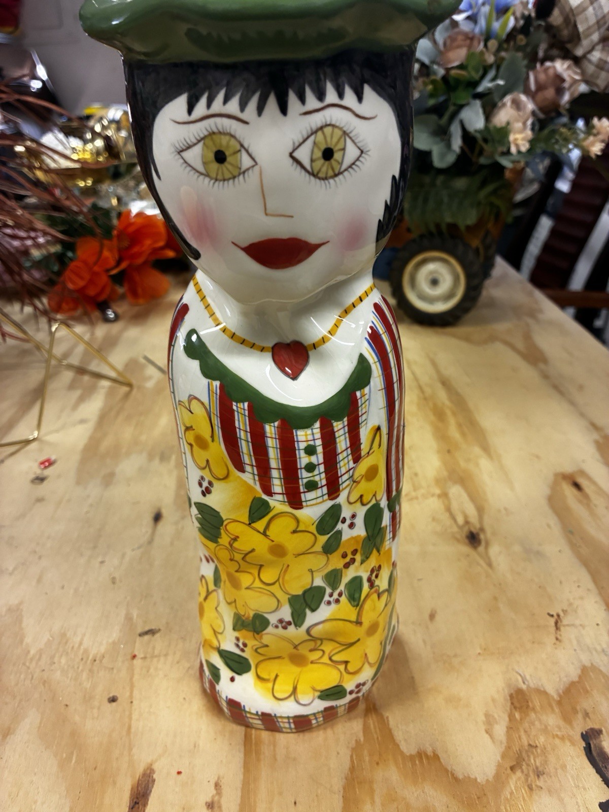 Ganz Bella Casa Susan Paley Hand-Painted Floral Ceramic Girl Figurine Vase 11