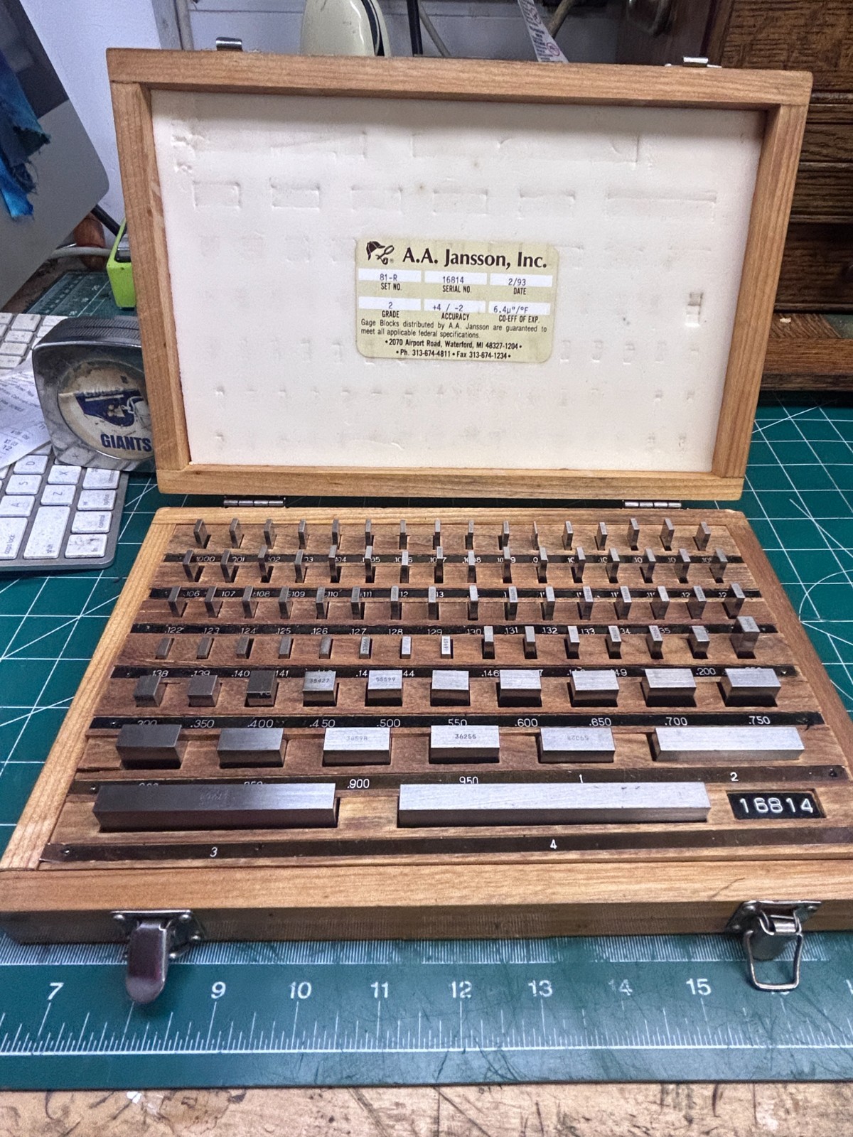 MACHINIST OfCe TOOLS LATHE Jansson Gage Block Set in Wood Case