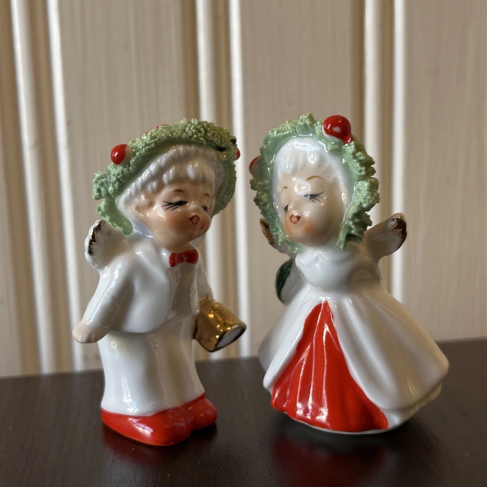 Vintage Napcoware Porcelain Christmas Miniature Boy and Girl Angel Porcelain 