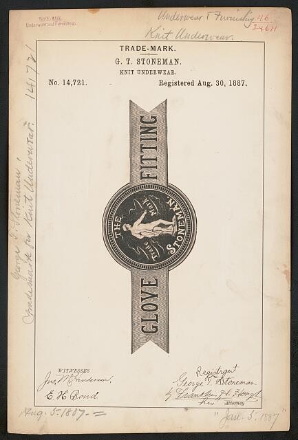Albany NY 1887 G T Stoneman Stoneman Glove Fitting Knit Underwear Trademark