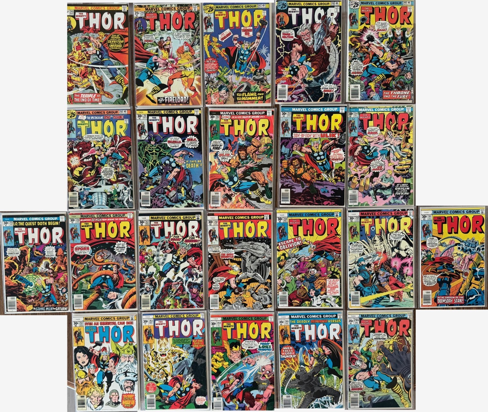 Thor 245-266 Complete Run Lot of 22 Marvel Bronze 1976-77 250 Destroyer Firelord