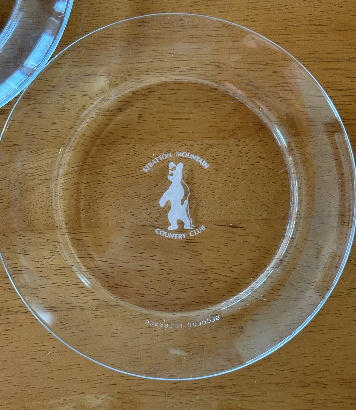 Vintage Pair Stratton Mountain Country Club 8” Glass Plates Vermont Arcoroc Vintage Pair Stratton Mountain Country Club 8” Glass Plates Vermont Arcoroc