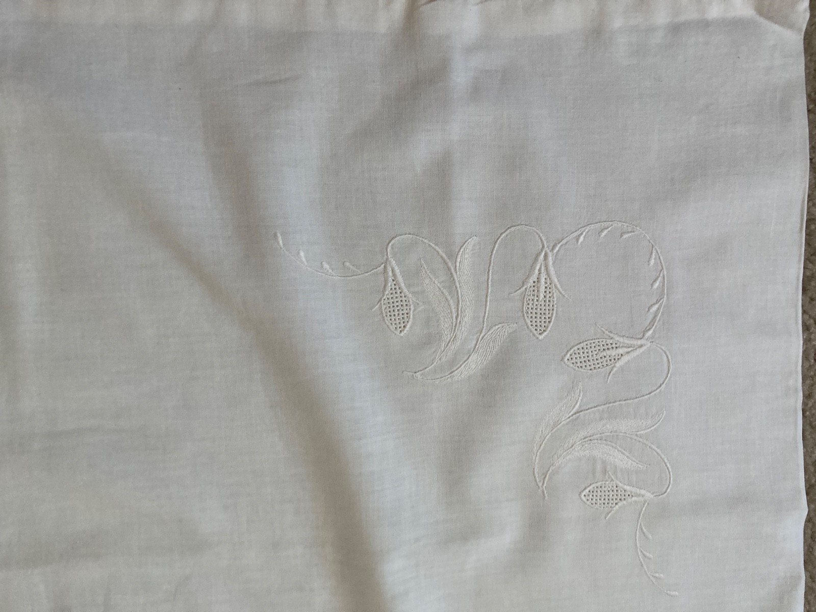 ANTQUE European Sham w/Embroidery in Top 2 Corners/Fabric Covered Button Closure