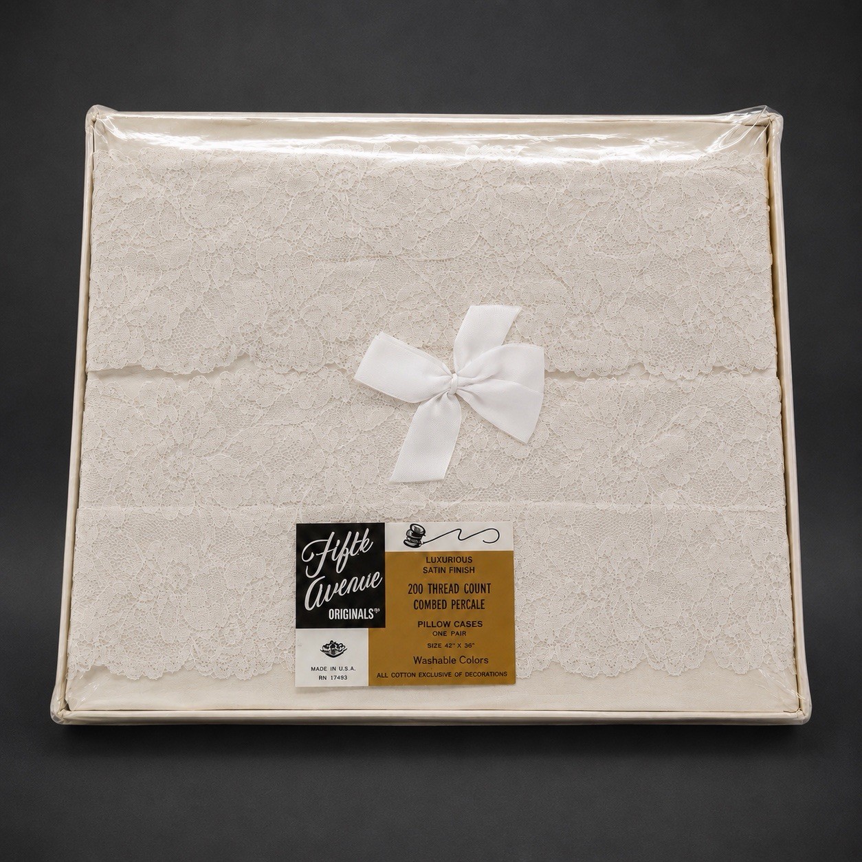 Vintage Fifth Avenue Originals Off White/Eucru Pillowcases Sealed with Box READ