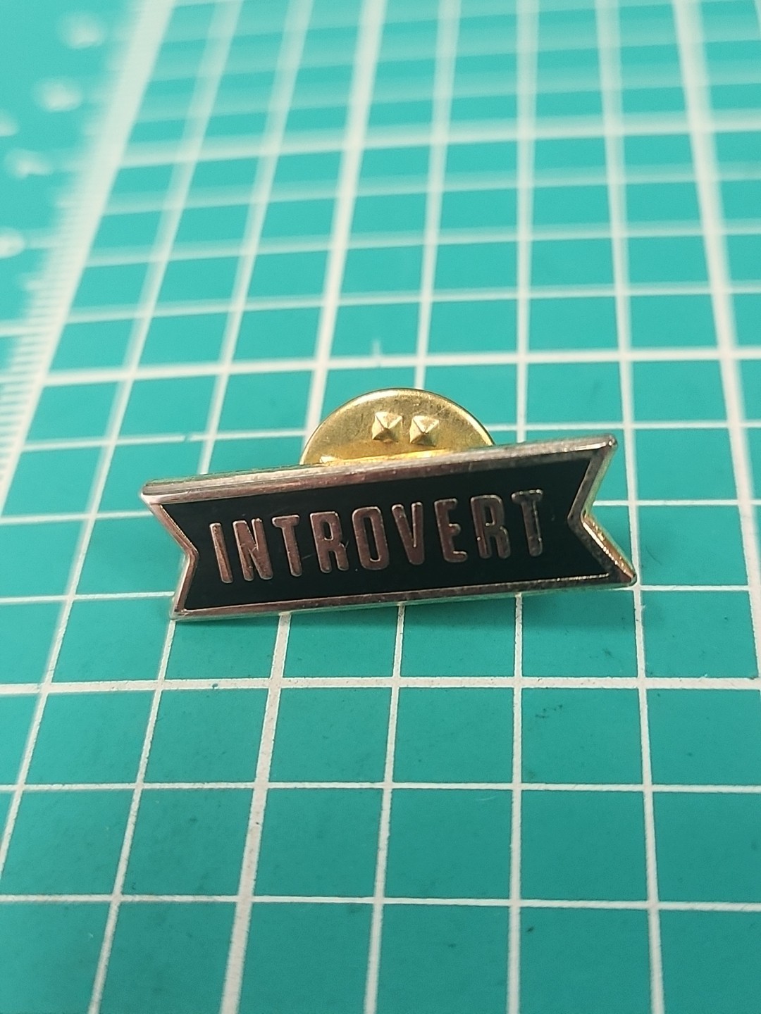 Vtg Introvert By These Are Things Gold Tone Lapel Pin