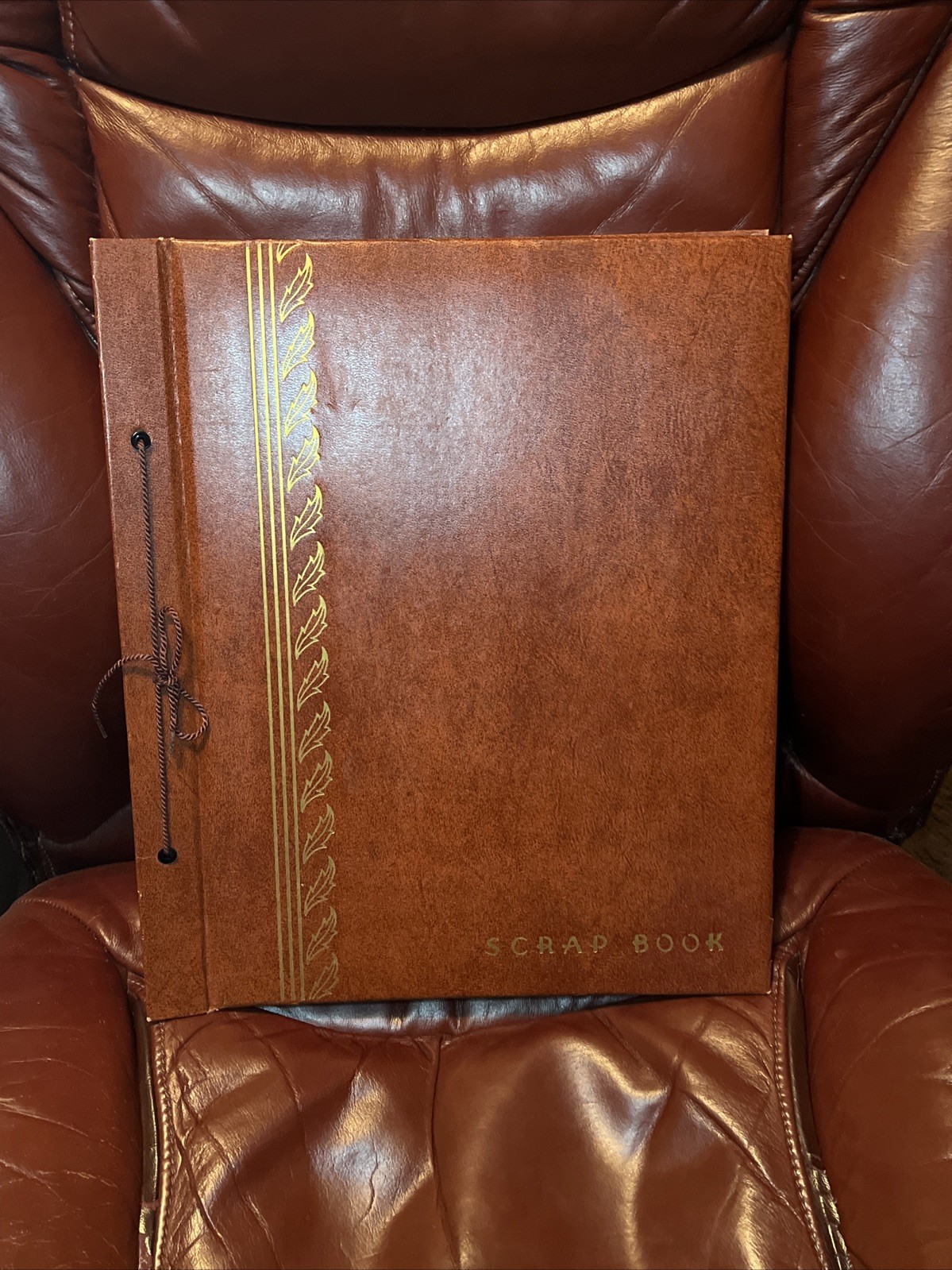 VTG Scrap Book Unused Blank Paper Brown Corded 11 X 14 Leaf Motif NICE 29 Pages VTG Scrap Book Unused Blank Paper Brown Corded 11 X 14 Leaf Motif NICE 29 Pages