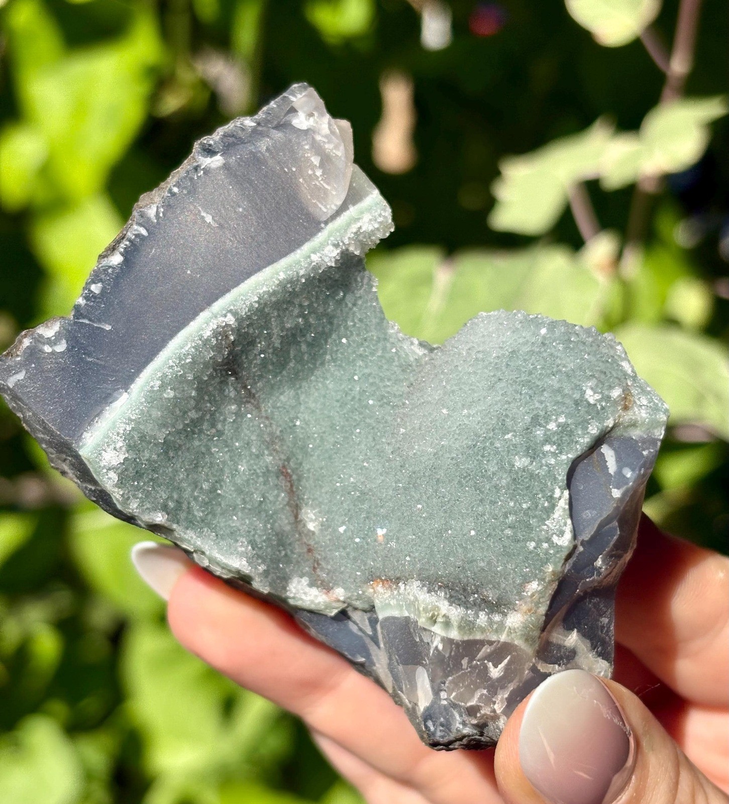 Natural Sugar Rainbow Amethyst Geode | Seafoam Blue Green Druzy Crystal Cluster