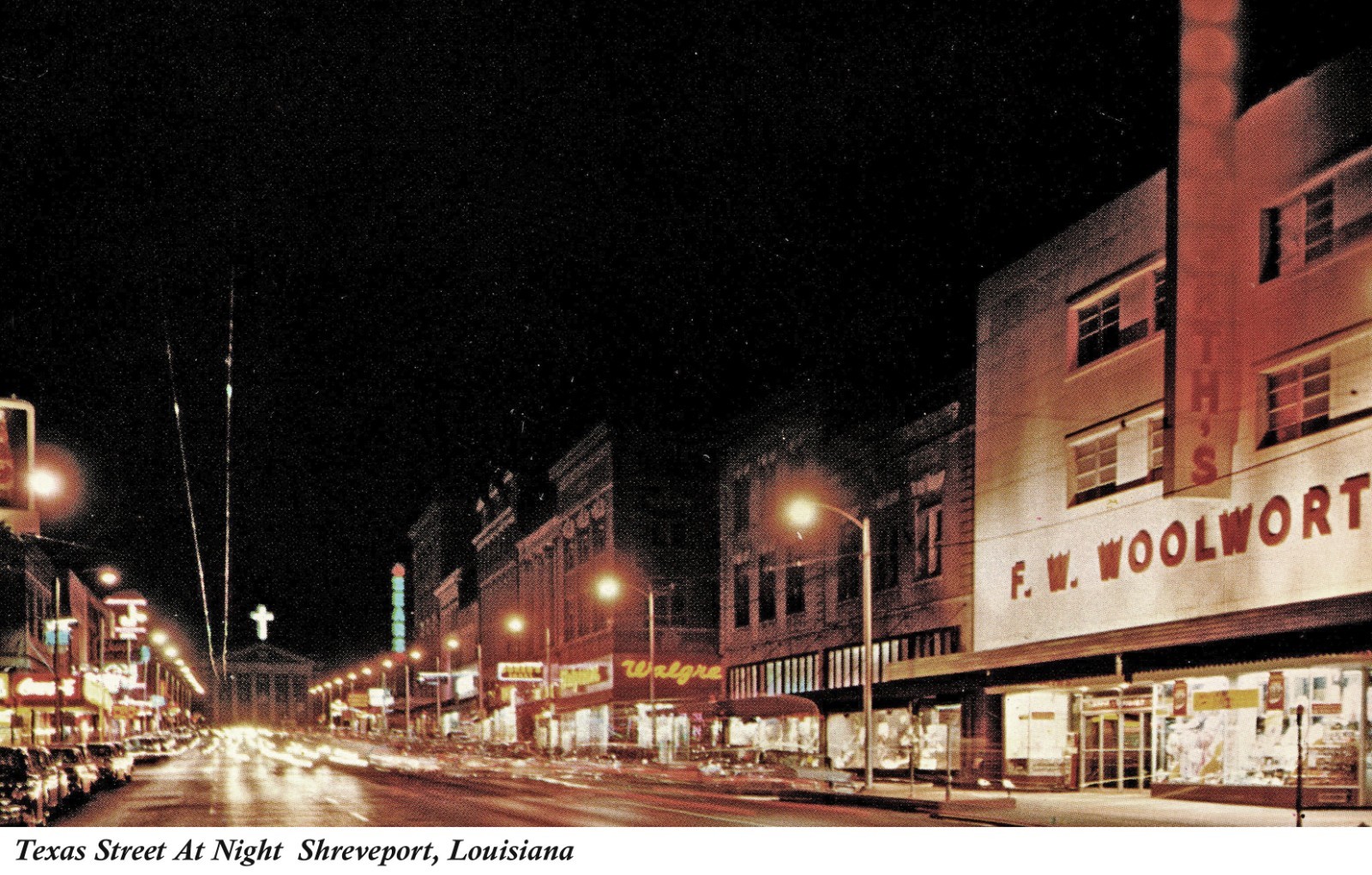 Shreveport, Louisiana ~ Texas Street, Cross At Head Of Road Postcard COPY #10897