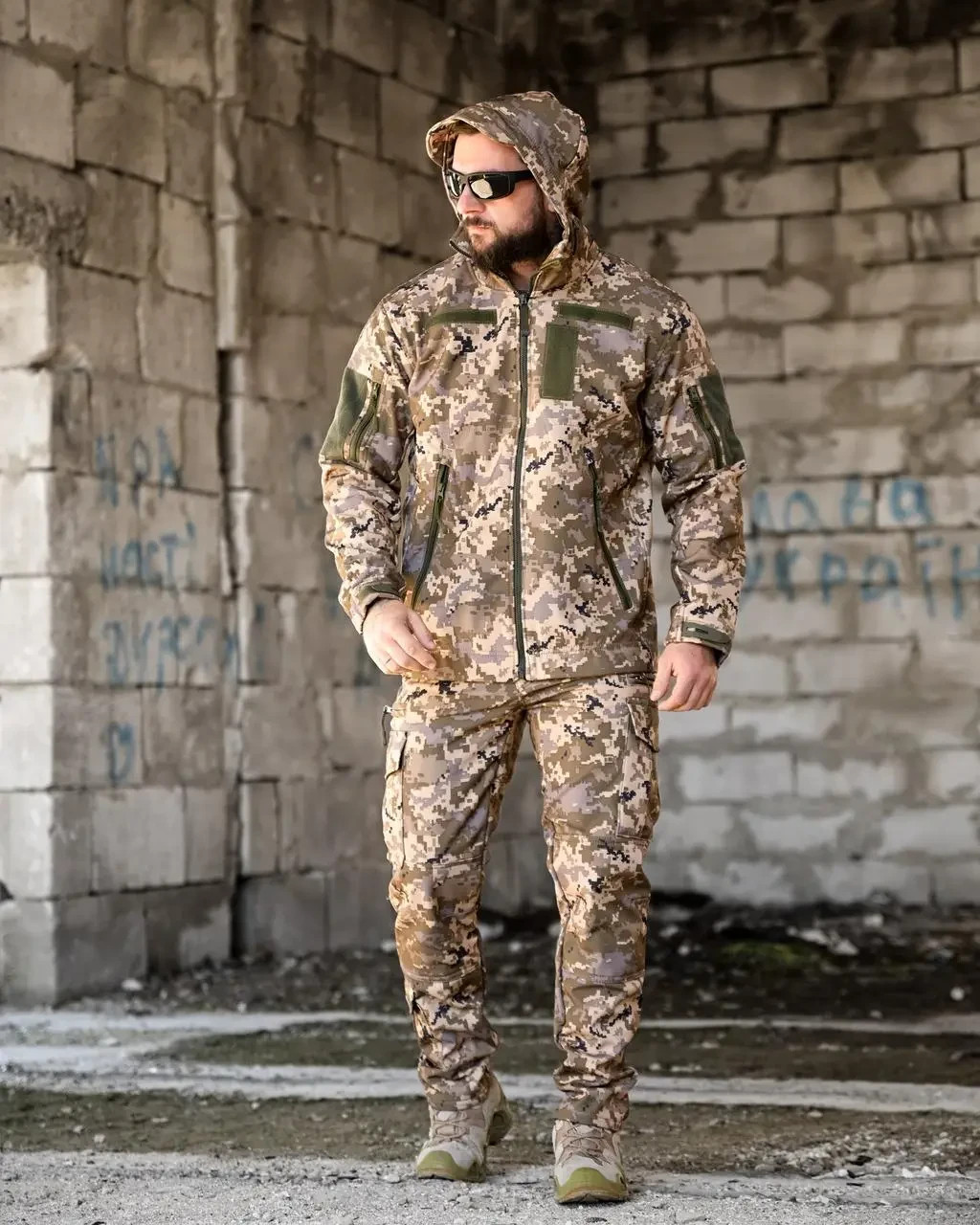 Demi-season tactical suit pixel softshell, Water-repellent military suit 💛💙