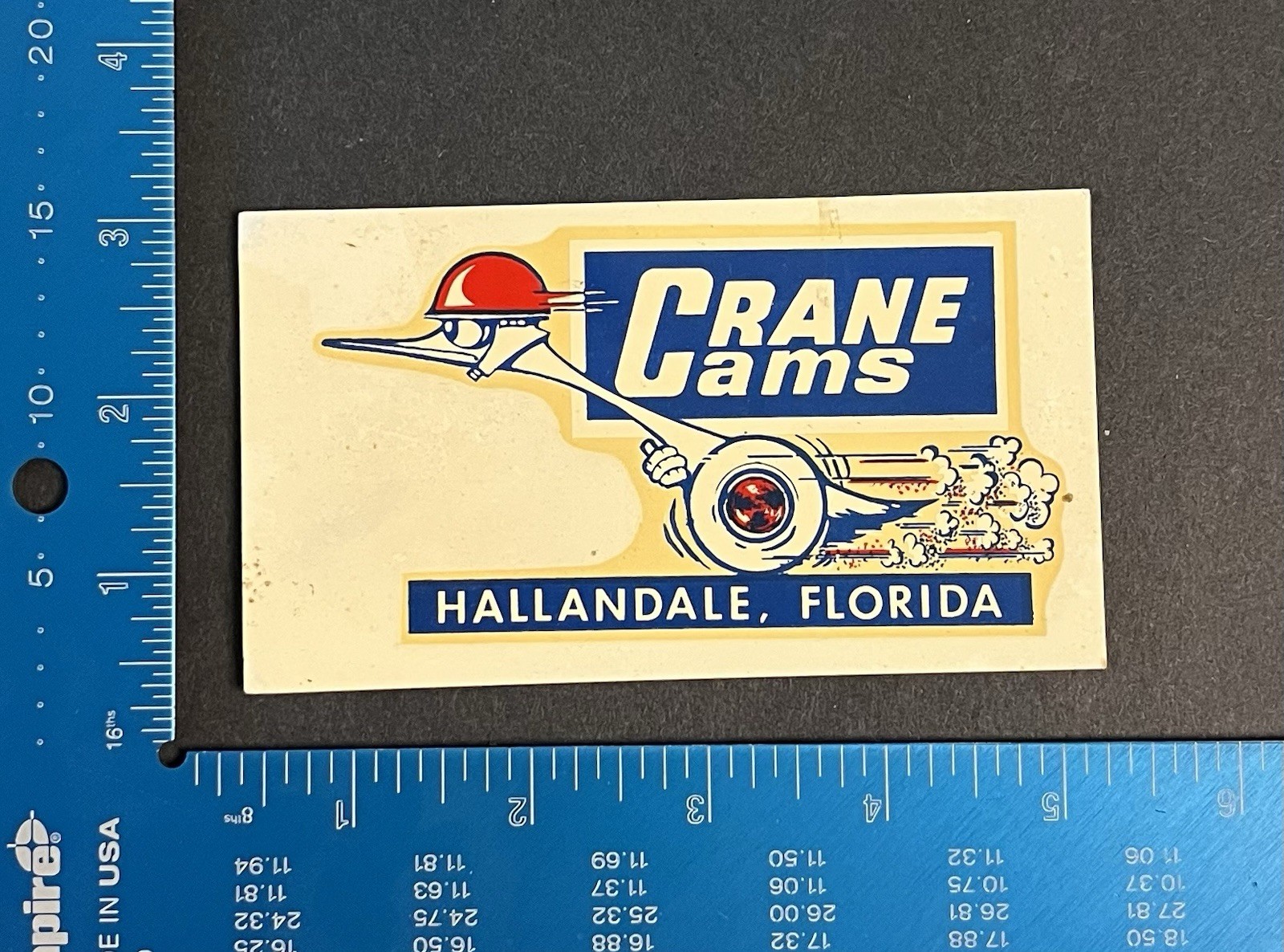 Vintage original Crane Cams 1960’s waterslide racing decal toolbox Hot Rod NHRA