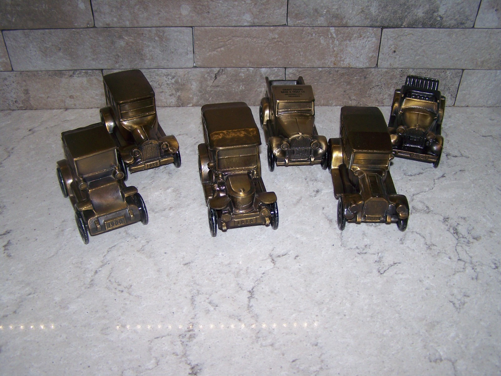 Lot of 6 Vintage Brass Bronze Metal Car Coin Banks  Banthrico NO KEYS