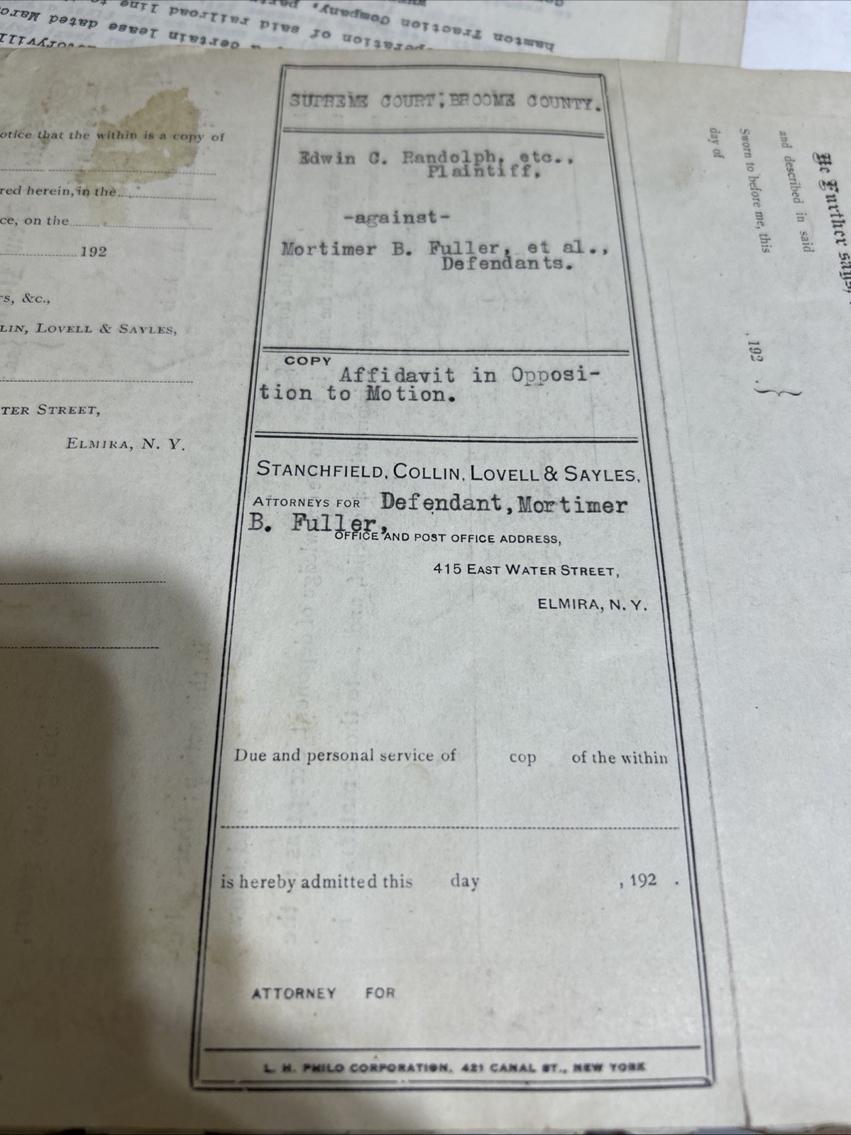 RARE SCRANTON MONTROSE AND BINGHAMTON RAILROAD CO.1930'S SUPREME COURT DOCUMENTS RARE SCRANTON MONTROSE AND BINGHAMTON RAILROAD CO.1930'S SUPREME COURT DOCUMENTS