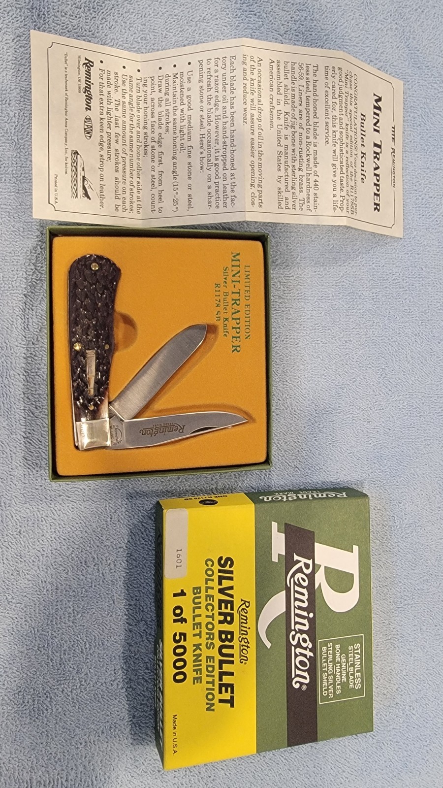 1991 Remington R1178 SB Silver Bullet Mini Trapper Knife #1601/5000 NIB USA 1991 Remington R1178 SB Silver Bullet Mini Trapper Knife #1601/5000 NIB USA