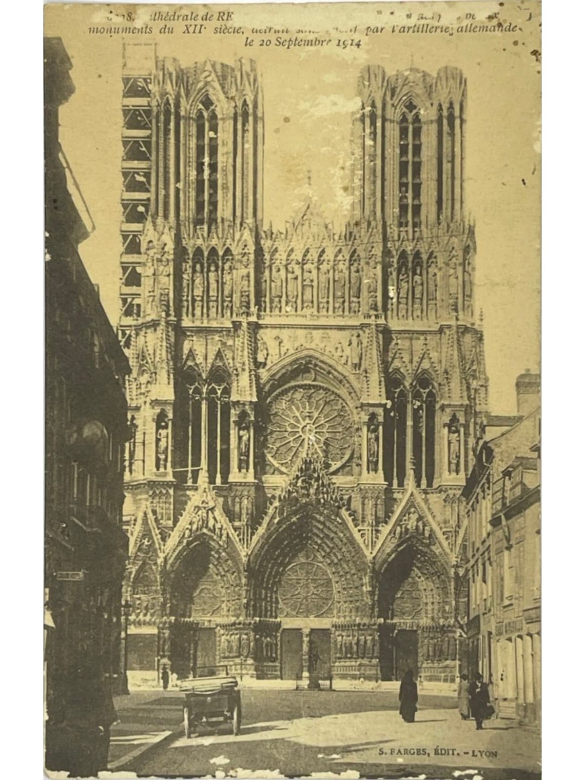 Reims - Notre-Dame Cathedral and bombing of September 20, 1914 - postcard