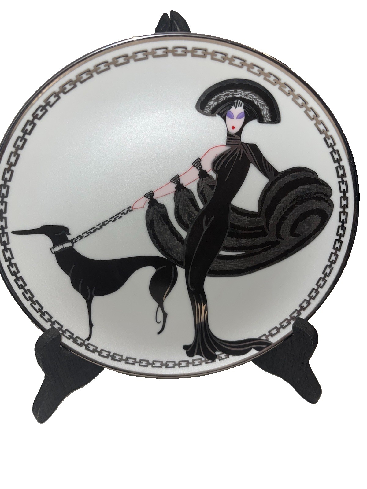 VTG House of Erte Art Deco Limited Women Plate Franklin Symphony In Black Fun VTG House of Erte Art Deco Limited Women Plate Franklin Symphony In Black Fun
