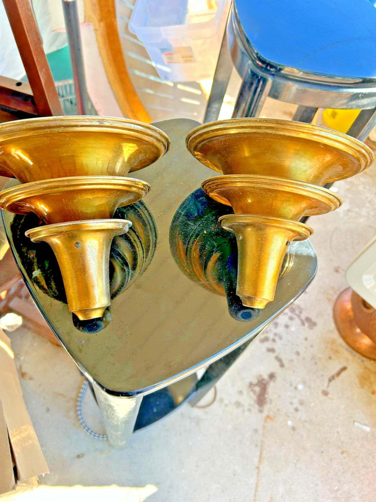 WOW Fabulous  Art Deco Machine Age Aluminum Shades Tiered RARE