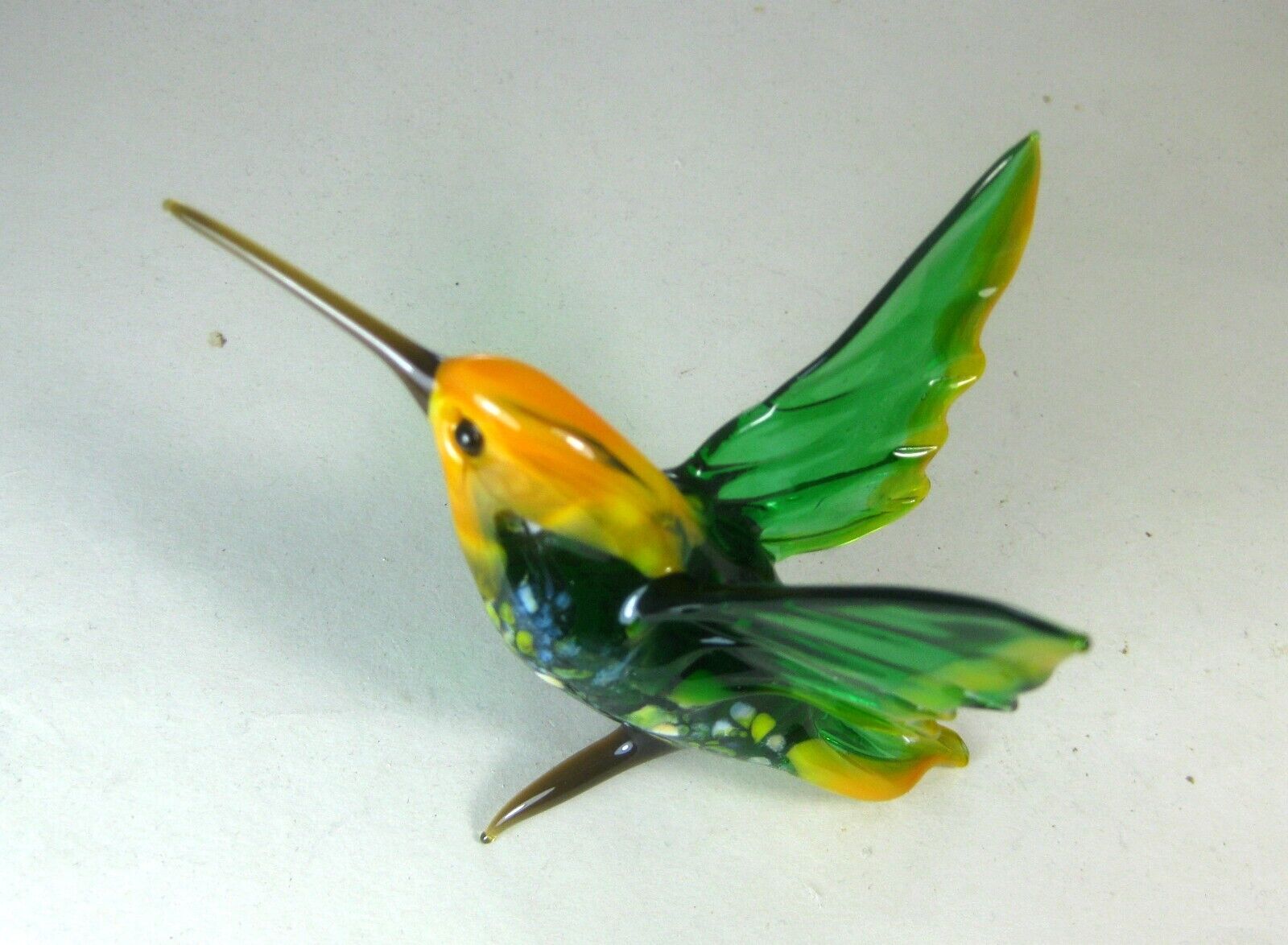 hand blown glass animal hummingbird murano style figurine ornament green 3.8\
