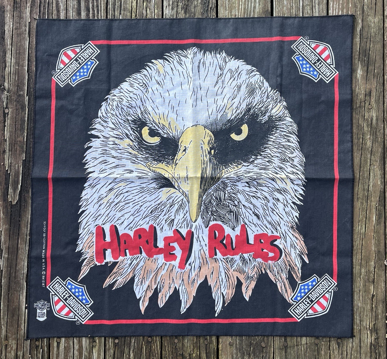 VTG 1990’s EAGLE ROCKS Harley Davidson Made USA  Bandana MOTO Motorcycle