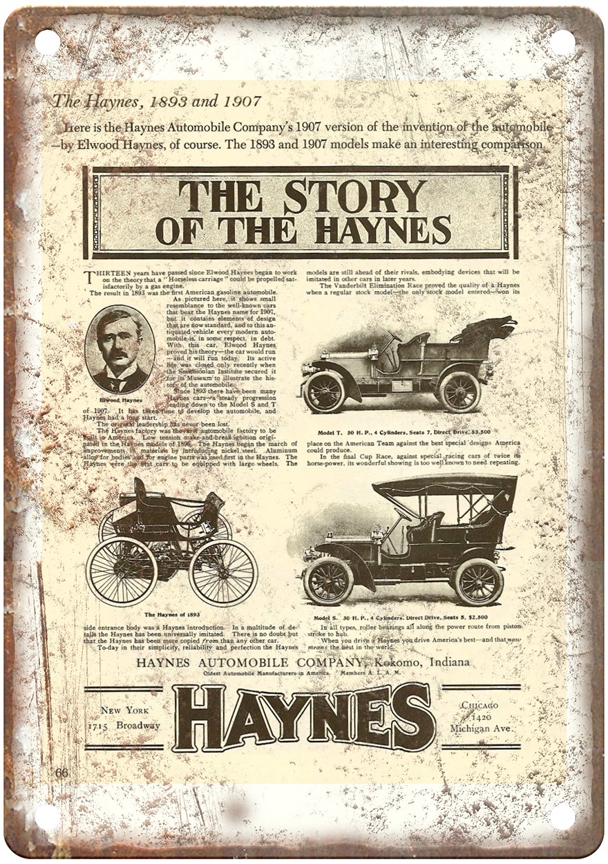 1907 Haynes Vintage Automobile Ad Retro Look Metal Sign AM8471
