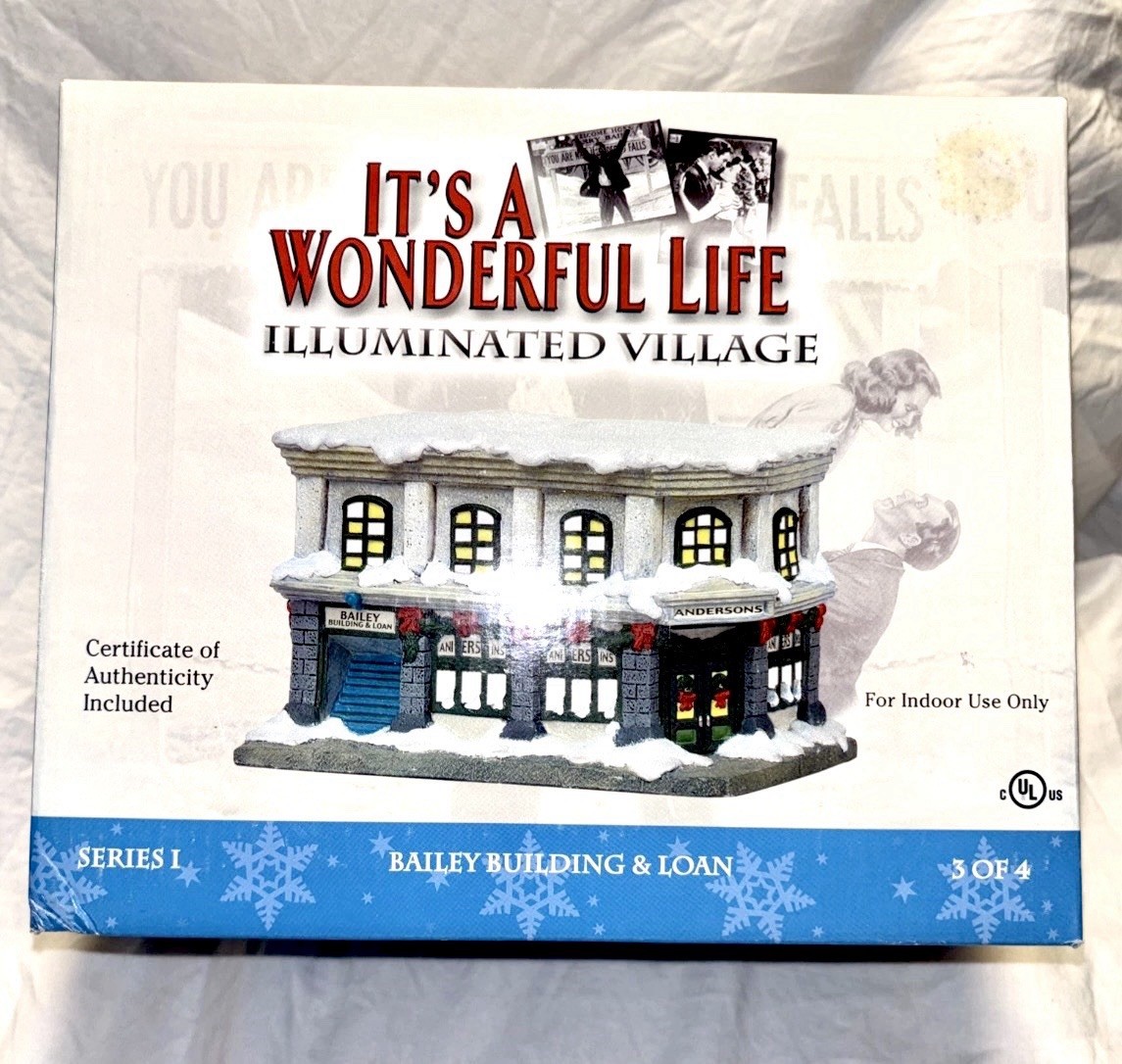 Enesco It’s a Wonderful Life Illuminated Village, Bailey Building &Loan Enesco It’s a Wonderful Life Illuminated Village, Bailey Building &Loan