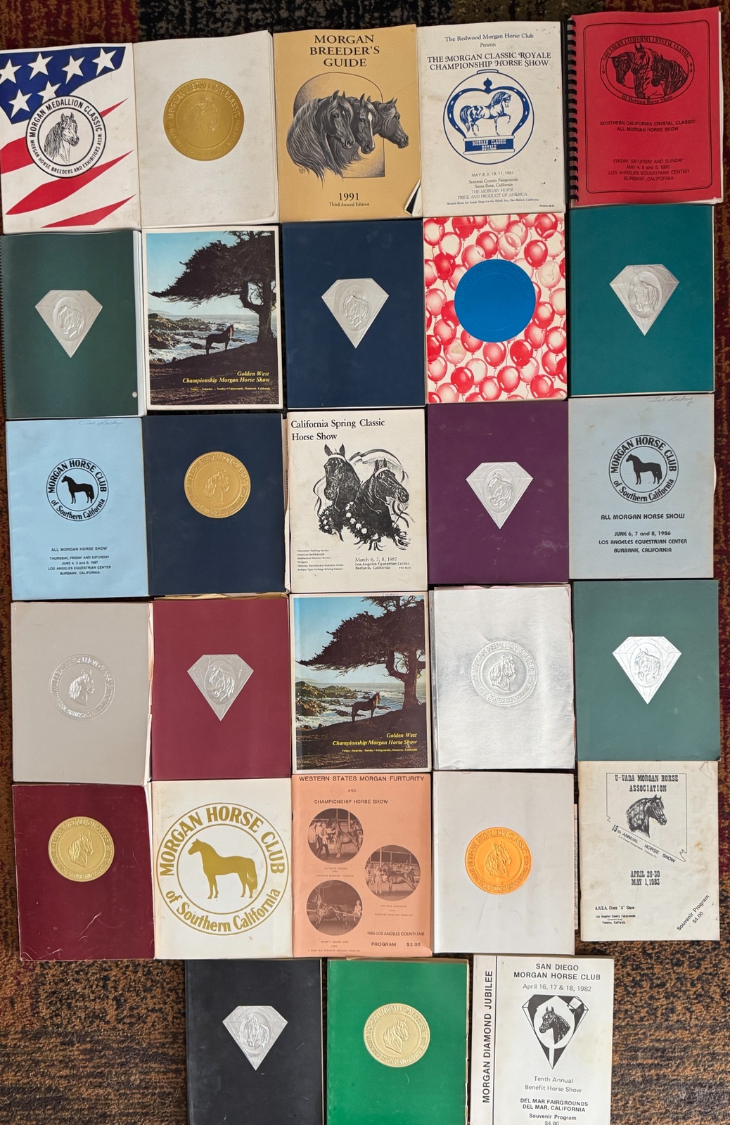 Lot of 33 Morgan Horse Show Publications * 1983 thru 1994 * California