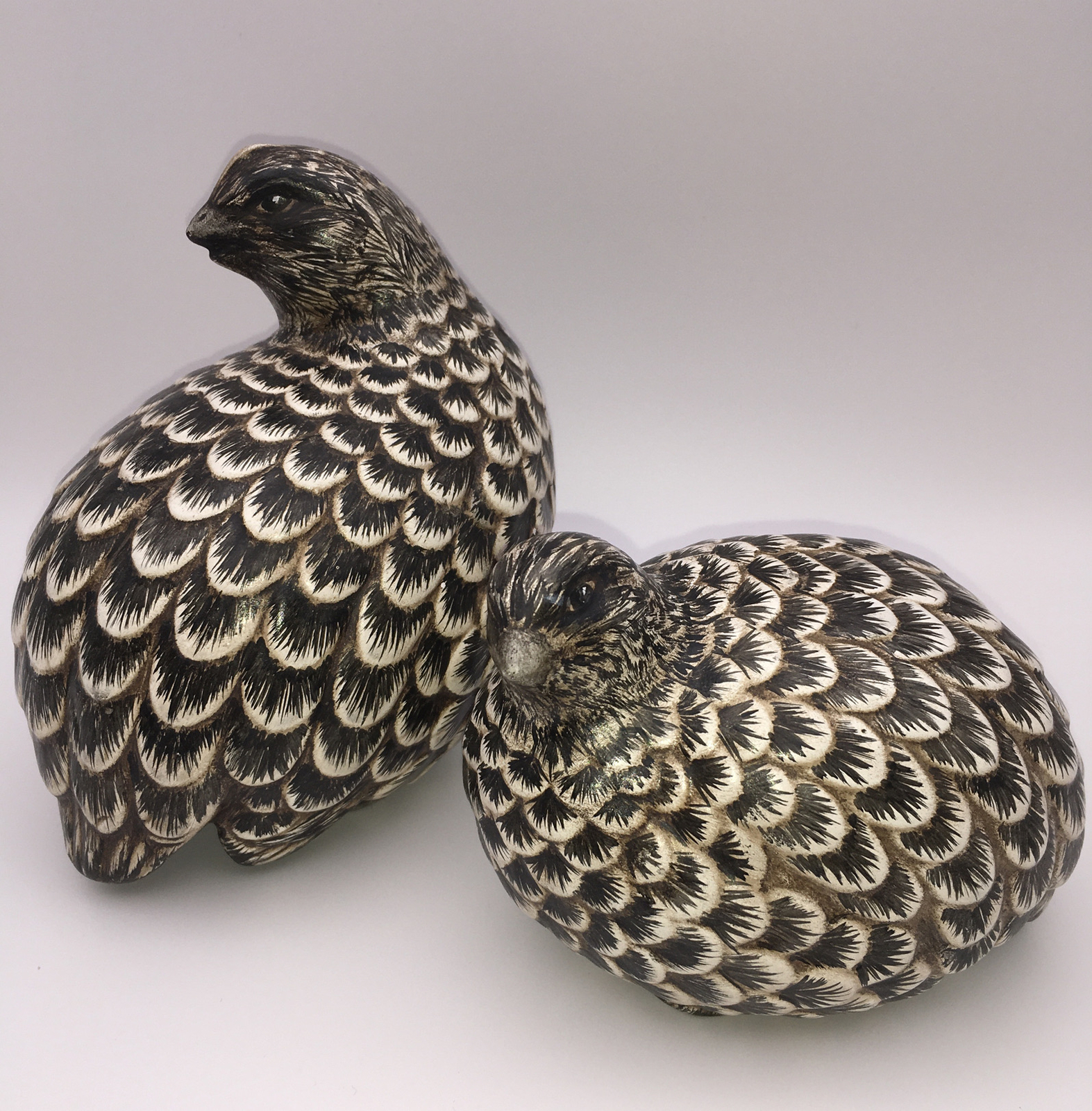 Artisan Resting Quails, 2 Well Crafted, Brown Tones, Amazing Facial Expressions