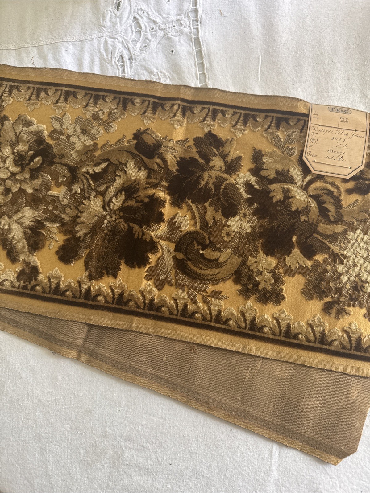 Vintage Antique Victorian Edwardian Chiseled Velvet Border Fabric N.O.S.