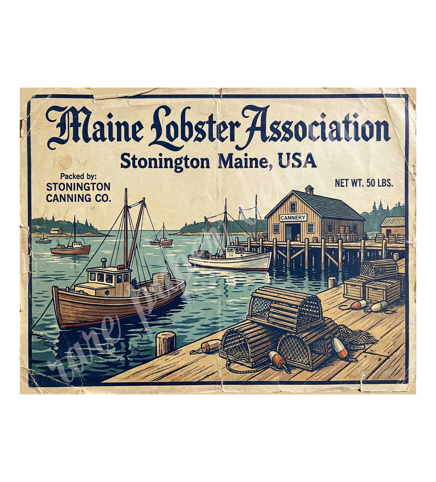 Maine Lobster Association 1950s Style Crate Label, Retro Advertising 10.5\ Maine Lobster Association 1950s Style Crate Label, Retro Advertising 10.5\