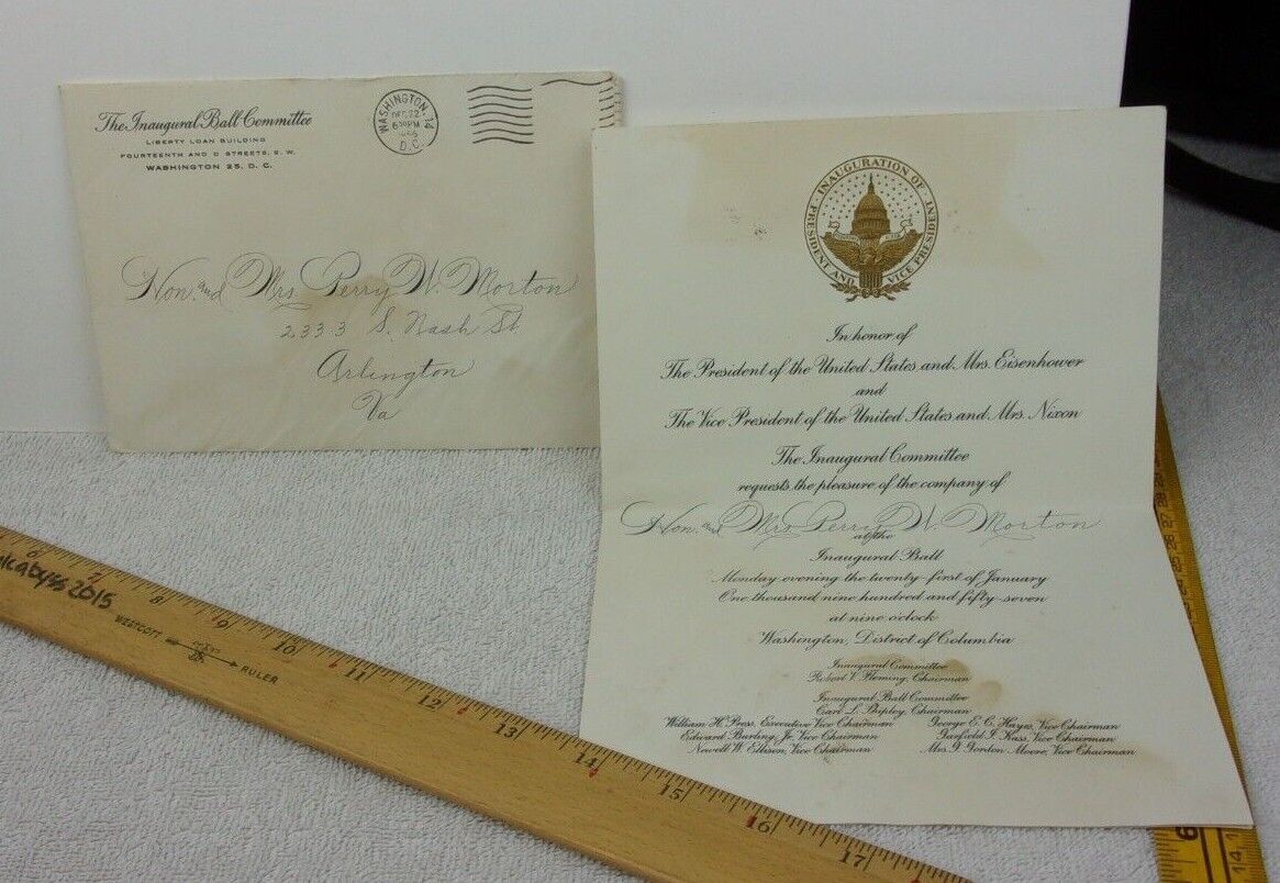 1956 The Inaugural Ball Dwight D Eisenhower Washington DC invitation